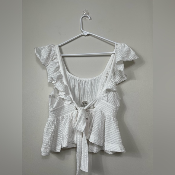 Maeve Ruffled Peplum Open-Back Top Cotton Size M NWT - Picture 7 of 13